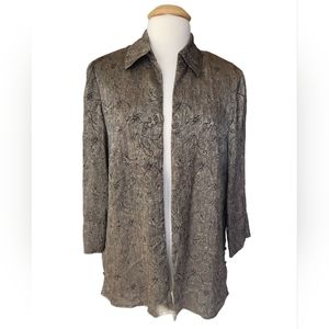 Koret Size 16 Floral Open Front Collared  Woven 3/4 Sleeve Light Jacket